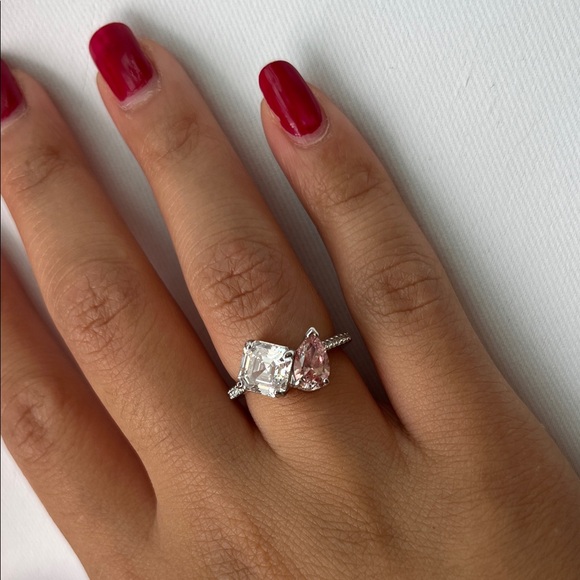 Swarovski Silver Toi et Moi ring - Picture 1 of 3